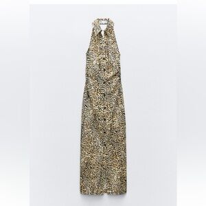 Zara leopard buttoned midi dress